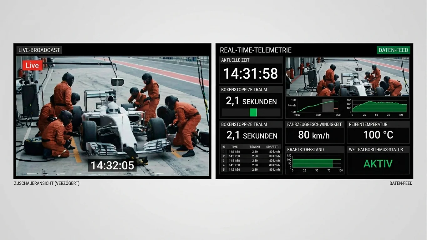 Stream-Verzögerung bei F1-Livewetten — Unterschied zwischen Broadcast-Verzögerung und Anbieter-Datenstrom
