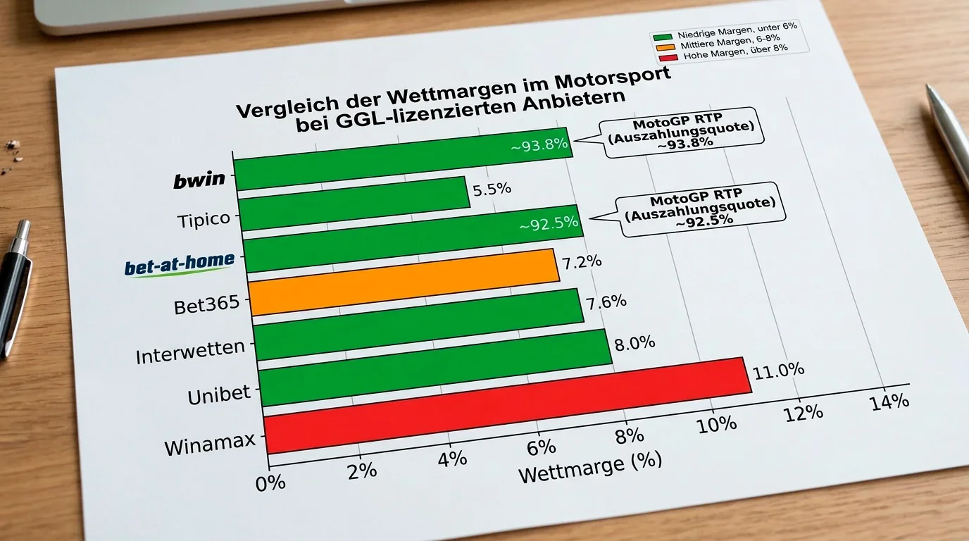 Margin-Vergleich GGL-lizenzierter Motorsport-Wettanbieter: bwin vs. bet-at-home RTP-Unterschied bei MotoGP