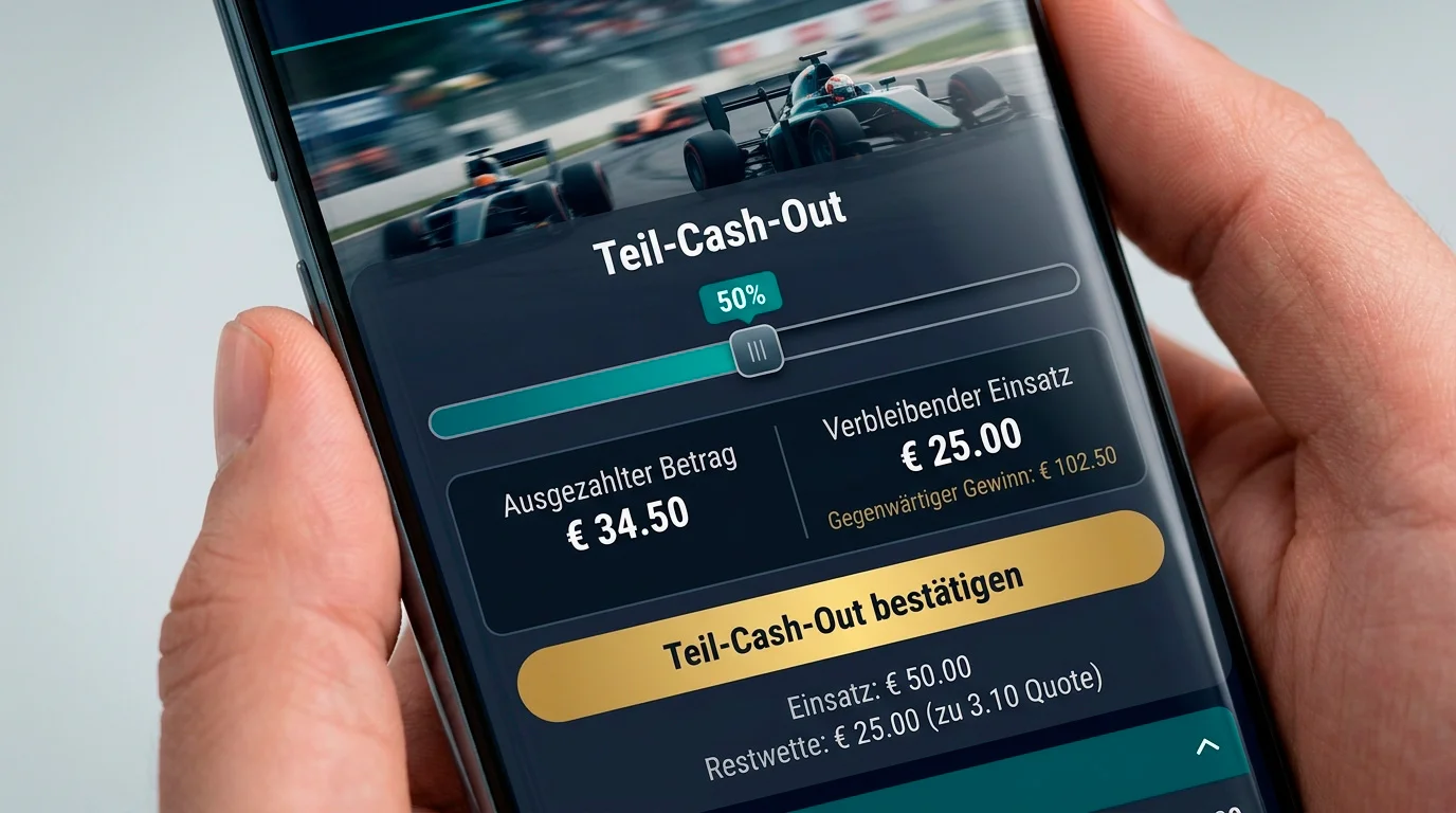 Partial-Cash-Out-Strategie bei Motorsport-Livewetten: Teil der Wette sichern, Rest weiterlaufen lassen