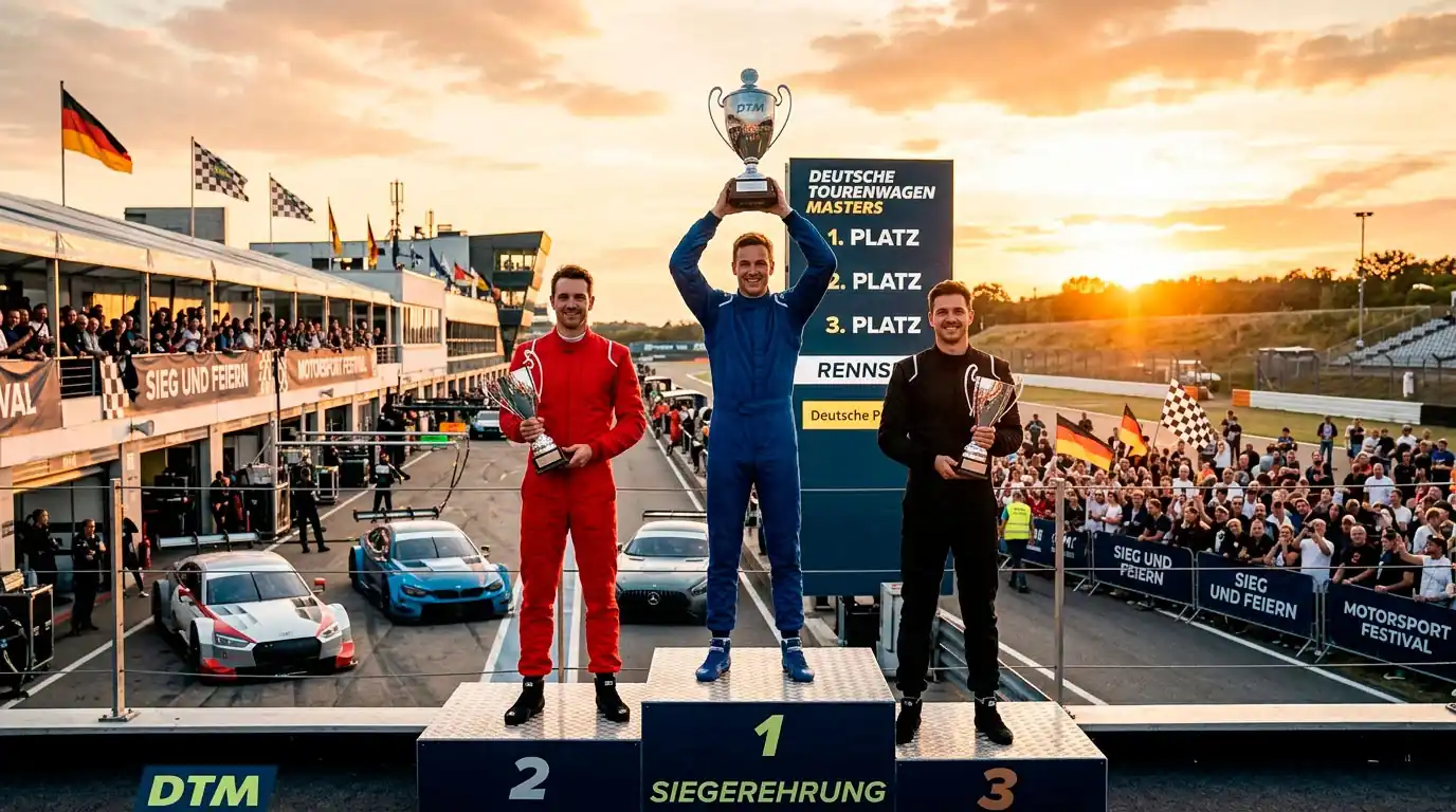DTM-Fahrer auf dem Podium nach einem Rennen 2026 mit Siegwette und Podiumswette als Wettarten