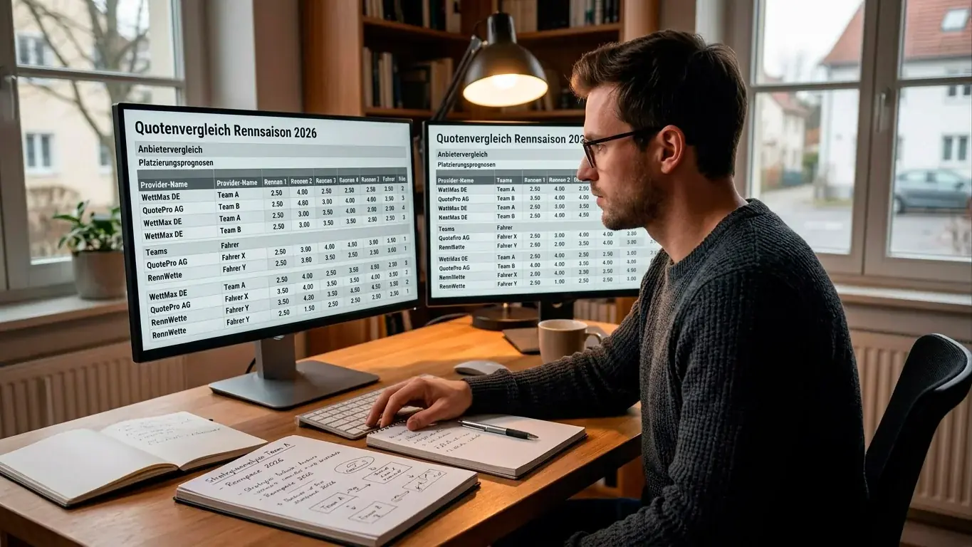 Analyst vergleicht F1-Wettquoten für die neue Saison auf einem Bildschirm