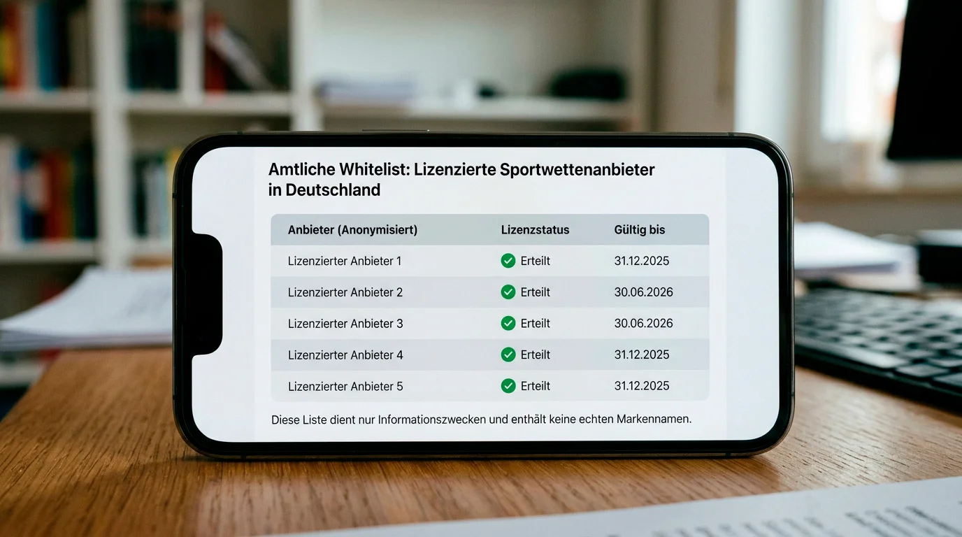 Smartphone mit der GGL-Whitelist für Sportwettenanbieter