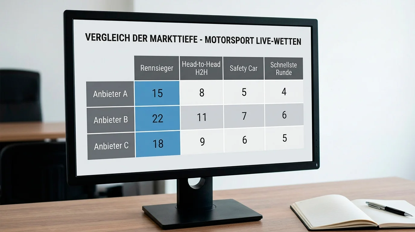 Bildschirm mit Vergleich zur Markttiefe bei Formel-1-Livewetten