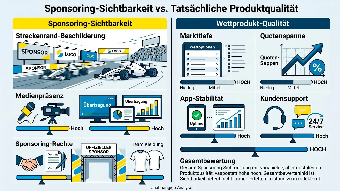 Schaubild zum Unterschied zwischen Sponsoring und Qualität des Wettangebots