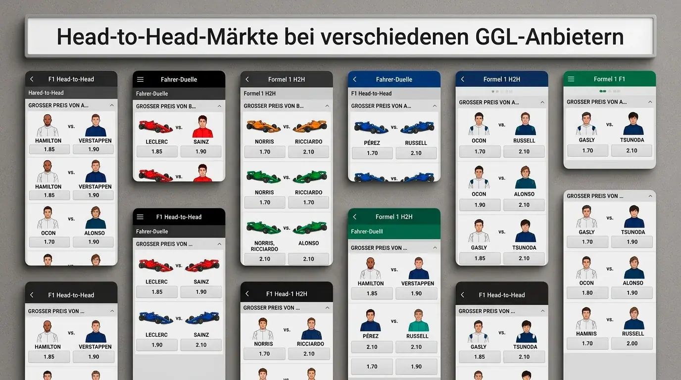 GGL-lizenzierte Anbieter mit tiefen Head-to-Head-Märkten für F1 und MotoGP im Vergleich