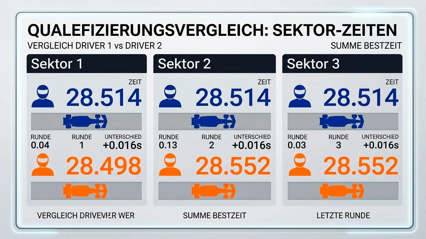 Sektorzeiten-Daten für Head-to-Head-Analyse bei Formel-1-Fahrerduell-Wetten