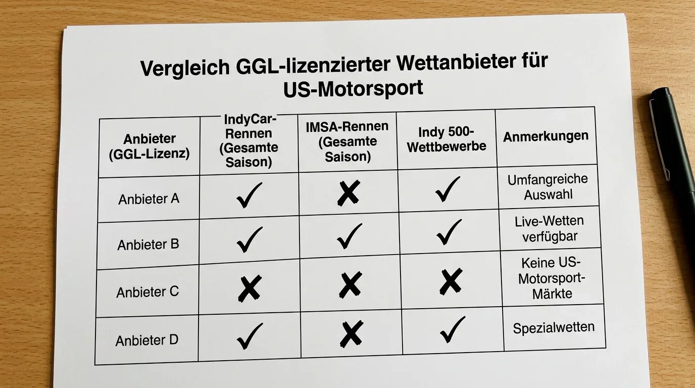 Übersicht zu IndyCar, IMSA und Indy 500 bei lizenzierten Wettanbietern in Deutschland