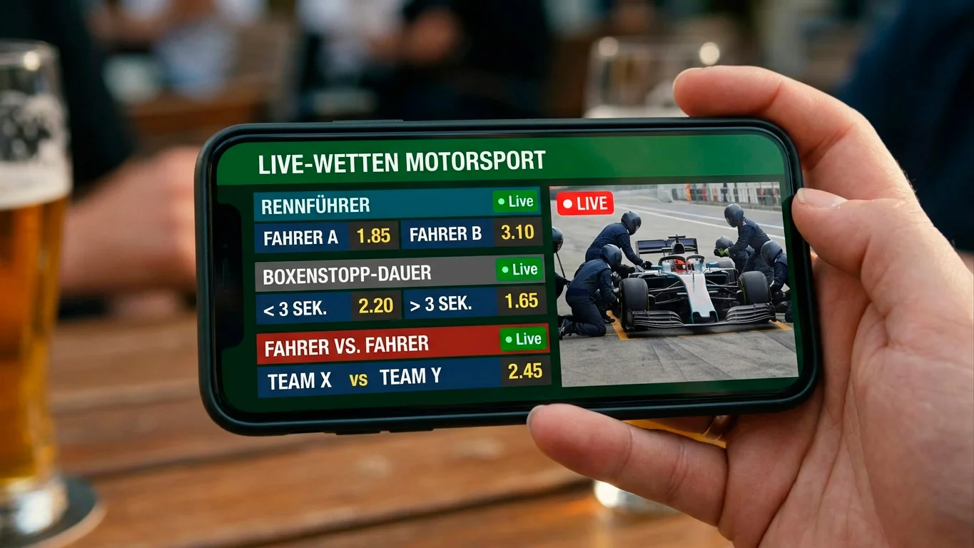 Livequoten für ein Motorsport-Rennen auf dem Smartphone mit laufenden Updates