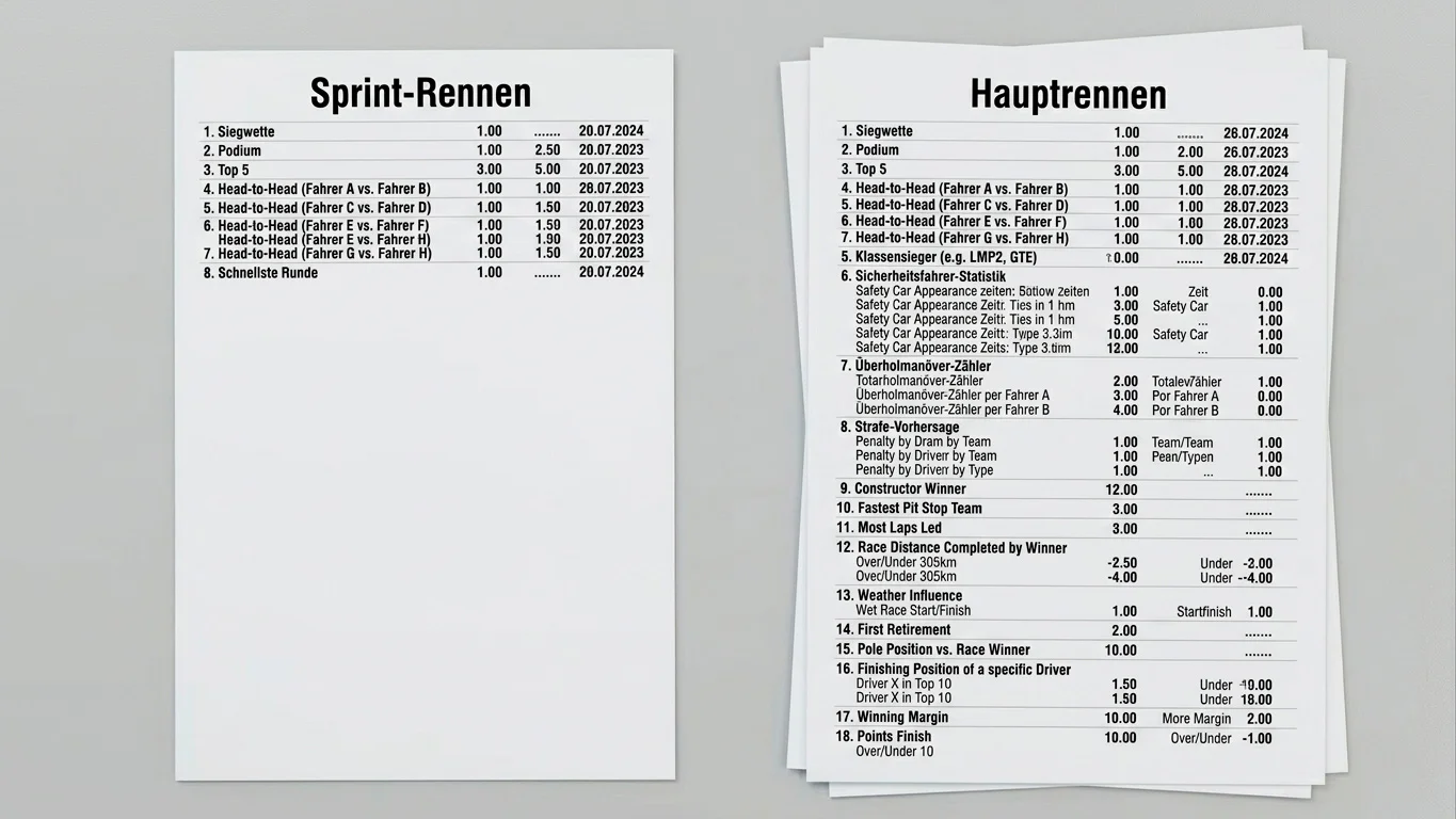 Markttiefe Vergleich MotoGP Sprint-Rennen versus Hauptrennen Wettarten Quoten Unterschiede GGL-Anbieter 2026