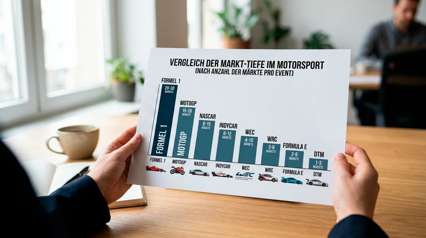 Markttiefe verschiedener Motorsportserien bei GGL-Anbietern — F1 führt mit bis zu 32 Wettmärkten pro Rennen