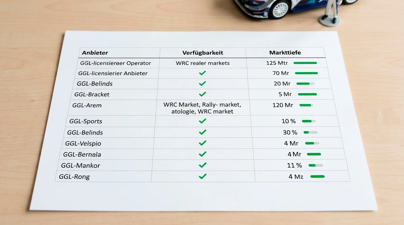 GGL-Whitelist-Anbieter für WRC-Rallye-Wetten in Deutschland und ihre unterschiedliche Marktabdeckung