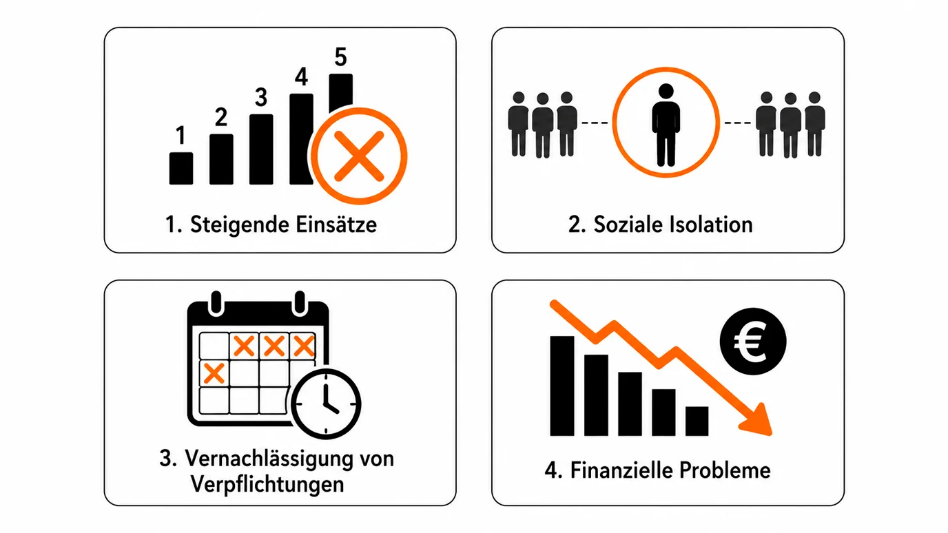 Warnsignale für Glücksspielsucht bei Sportwettern: Kontrollverlust, Chasing Losses und soziale Isolation