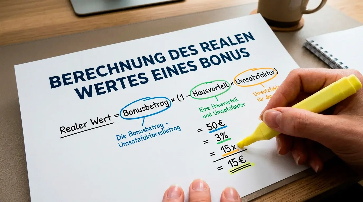 Formel zur Berechnung des realen Wettbonus-Werts bei Motorsport-Anbietern mit RTP und Rollover-Faktor