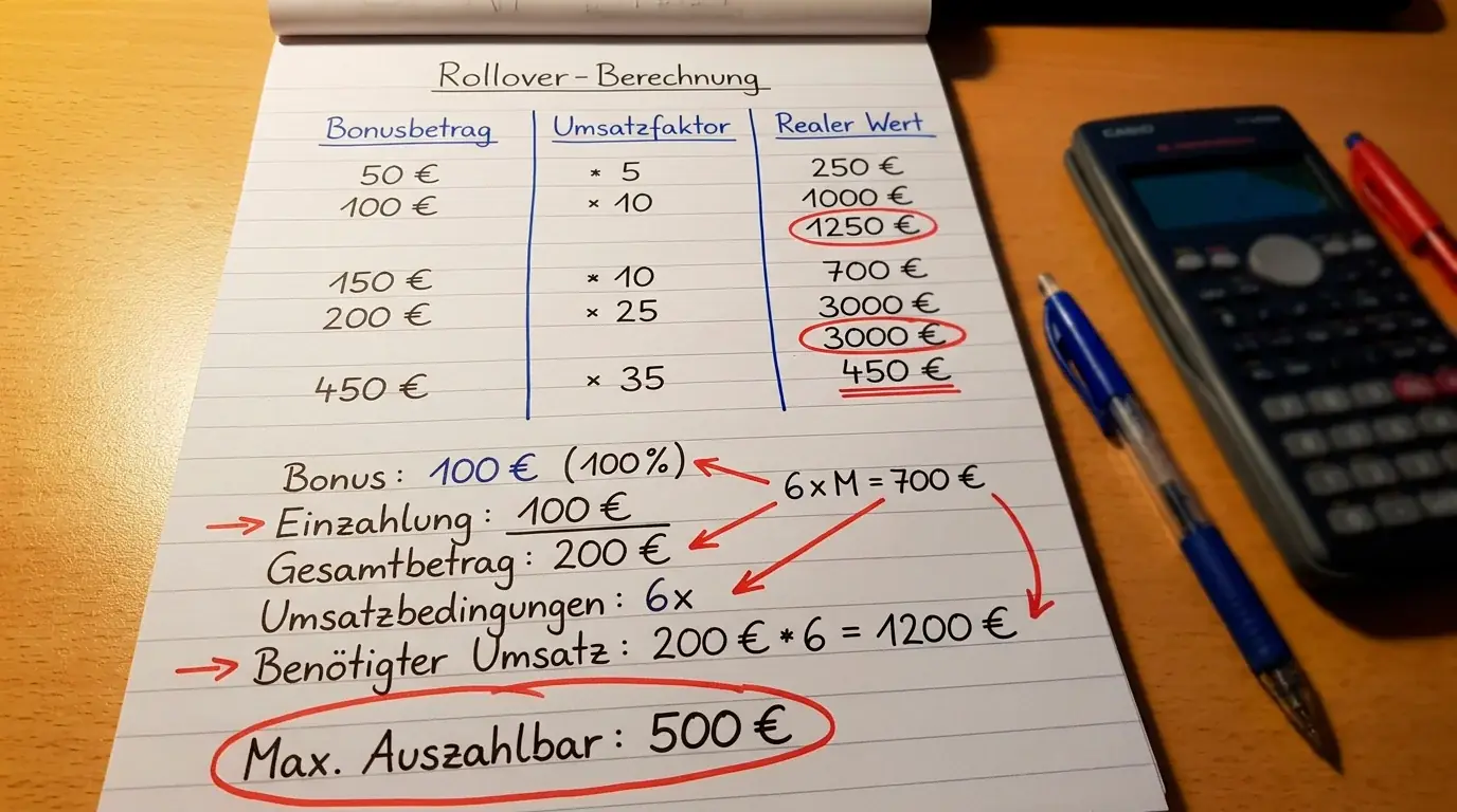 Umsatzbedingungen bei Motorsport-Wettbonus im Detail: Rollover-Faktor und Erwartungswert-Kalkulation erklärt